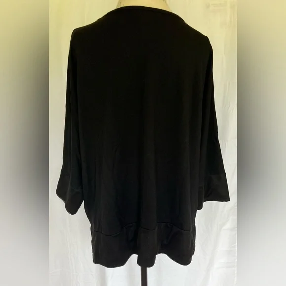 Anne Klein Womens Mesh Accent Bell Sleeved Blouse in Classic Black Sz 2X - Picture 3 of 7